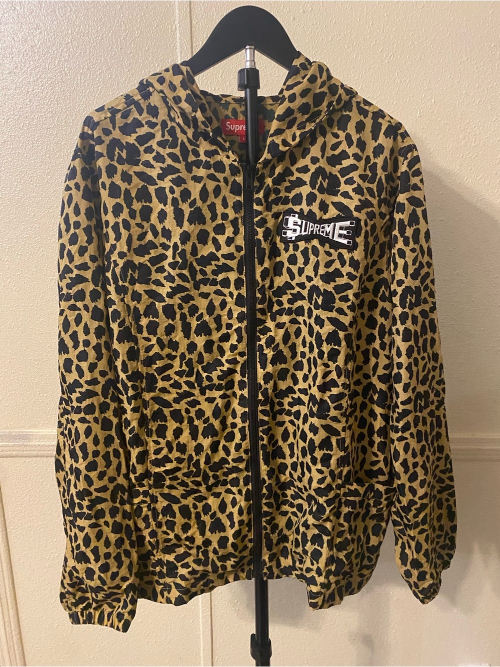 Supreme Leopard Zip Hoodie - Tan & Black